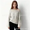 Suéter de Punto Asimétrico Hombro Caído Manga Larga 2026 Otoño e Invierno para Mujer Top de Punto Holgado Estilo Perezoso Suave Versátil