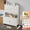 Estante de cocina de pie multicapa, gabinete para horno de microondas, aparador multifuncional de acero al carbono, encimera de losa de roca, gabinete