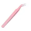 Pinza de Codo Puntiaguda Colorida DIY Rosa Macarrón Pestañas Pinzas Hechas a Mano Pinzas de Acero Inoxidable Wholesale