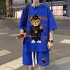 Traje de Dibujos Animados Estilo Hong Kong para Hombre Verano Moderno de Manga Corta y Pantalones Cortos Conjunto de Ropa para Hombre con Atractivo Conjunto Deportivo Casual de Dos Piezas