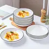 Plato de verduras blanco puro plato de cena cerámica japonesa estilo nórdico de alto valor plato hondo engrosado vajilla de estilo minimalista