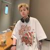 Hong Kong Estilo Short-sleeved T-shirt Homens Trendy Loose Round Neck branco All-match T-shirt Ins Casal Casual Meia manga Top Trendy Men's