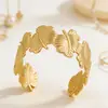 Pulsera Abierta Ajustable Geométrica Transfronteriza Europea y Americana, Estilo Europeo y Americano Versátil, Lindo Diseño de Hoja Hueca, Joyería Única y Exagerada
