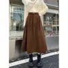 Saia Midi de Veludo Design Retrô Verão Primavera Feminina Super Quente Cobertura Corporal Formato Pera Emagrece Quadril Barra Larga Coreana