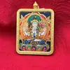 Pingente Thangka Tridimensional de Dupla Face Long Wuye Pintado à Mão Ouro Oito Guardiões Benmingfo Caixa Gawu Cartão Buda para Levar