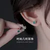 Brincos Quadrados de Açúcar para Mulheres, Feitos de Prata Pura S925, Tarraxas de Rosca, Joia de Orelha Fashion e Versátil em Prata Esmeralda
