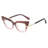 Pooh Nuevo Retro Europeo y Americano Ojo de Gato Espejo Óptico para Mujer Color Arcoíris Marco de Gafas de Moda Espejo Plano Antiluz Azul