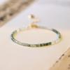 Pulsera de cristal de cabello verde oro de 14K joyería hecha a mano regalo nicho cuentas de la suerte verdes para mujer estilo chino estilo ins regalo