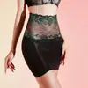 Saia Curta Preta Sedutora de Seda Sexy Hugging Body de Óleo de Cavalo com Renda Cintura Alta Sem Costura Ultra Fina Transparente