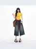 Pantalones Capri de Mezclilla Vintage de Cintura Alta para Mujer, Estilo Veraniego para Figuras Pequeñas, Corte Holgado Relajado Estilo Americano, Pantalones Cortos de Pierna Ancha Adelgazantes