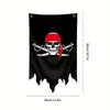 Bandeira de Crânio Pirata de Origem Transfronteiriça 30x50cm Poliéster Pano de Pendurar Pirata Decoração de Cenário de Sala de Fuga