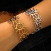 Pulsera Abierta de Girasol de Acero Inoxidable Estilo Europeo y Americano para Mujer, No se Desvanece, Lujo Ligero, Joyería de Alta Gama, Pulsera Popular Transfronteriza