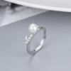 Anillo de barra de equilibrio de plata S925 versión coreana transfronteriza Anillo de perlas de moda de lujo ligero para mujer Fabricantes de joyería con soporte vacío DIY