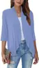 Roupas Femininas Europeias e Americanas Transfronteiriças Estação Independente da Amazon Outono Novo Cardigan de Cor Sólida Jaqueta Manga Sete Babados Top
