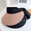 Sombrero de Copa Abierta Estilo Japonés con Lazo Pequeño Estilo Chanel y Paja de Papel para Mujer, Sombrero de Sol de Verano con Protección Solar, Sombrero de Sol Estilo Celebridad de Internet