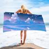Toalla de playa de microfibra de terciopelo de doble cara absorbente de secado rápido con estampado, chal de protección solar para natación, venta al por mayor
