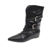 812-3 Botas Martin para Mujer de Caña Ancha Gruesa, Nuevo Otoño/Invierno 2026, Botines Talla Grande, Botas Vaqueras Retro, Talla Grande