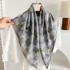 Pañuelo Cuadrado Pequeño Rayado Británico 70% Algodón y Lino para Mujer, Bufanda de Cuello Versátil Vintage, Pañuelo Delgado de Doble Cara