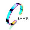 Pulsera al por mayor de acero inoxidable ajustable con abertura de 6 mm en forma de C, pulsera de acero de titanio para mujer con patrón grabado, texto, logotipo