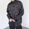 Nueva Camisa para Hombre Estilo Chino 2025 Otoño Cuello Alto de Alta Gama Botones Bordada Atractiva Manga Larga