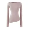 Conjunto de Top T-shirt Assimétrico de Manga Longa com Gola Canoa Estilo Desejo Puro Garota Apimentada + Saia Midi Irregular Justa ao Corpo para Mulheres