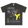 Camiseta de manga corta de algodón pesado, corte holgado, con lavado vintage americano y efecto desgastado, estampada con Juice WRLD, para hombres y mujeres