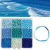 Kit de materiais de contas de semente de vidro de 9 compartimentos para novo produto transfronteiriço, conjunto de miçangas soltas perfuradas coloridas para pulseira DIY