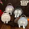 Guofeng Bolso Bordado Hecho a Mano DIY Nuevo Estilo Chino Joker Bolso Redondo Pequeño Bolsa de Material Bolso Cruzado Bolso de Hombro Único para Mujeres