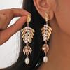 Aretes Europeos y Americanos Exagerados con Estampado de Leopardo y Borlas de Flores, Aretes de Moda Niche de Gama Alta, Aretes Populares Transfronterizos al Por Mayor para Mujeres