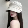 Chapéu de linho estilo japonês para mulheres, chapéu equestre que afina o rosto, novo chapéu de sol plissado de verão, boné com proteção solar, boné de beisebol respirável