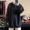 Sudadera de peso pesado color borgoña de 400 g con cuello redondo para hombre, camiseta base tipo pullover talla grande, camiseta de manga larga casual americana