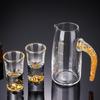 Copo Bala Folha de Ouro Taça para Vinho Branco Conjunto Taça para Vinho Branco Escala Dispensador de Vinho Caixa de Presente Doméstico Taça de Vinho com Traços Dourados Vidro