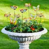 Borboletas artificiais translúcidas azul claro estampadas com hastes, um conjunto de 12, decorações de jardim para exterior, inserções para quintal