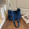 Bolsa Tote Feminina para Ir para a Aula, Nova Moda Casual Outono 2026 Bolsa de Ombro, Bolsa de Jeans de Grande Capacidade