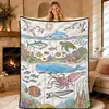Manta con diseño de mapa de animales transfronterizo, hecha a medida, superventas en Amazon para niños y adultos, manta para pintar y garabatear a mano DIY