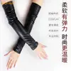 Mangas de cuero a la moda, guantes sin dedos de cuero PU para mujer, calentadores de brazos de otoño e invierno, mangas falsas de medio dedo, a prueba de viento