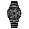 Suministro Exclusivo Transfronterizo de Reloj de Cuarzo de Acero Inoxidable de Moda para Hombre, Resistente al Agua, con Rueda Giratoria en el Cubo y Diseño Hueco Tridimensional