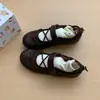 Zapatos de Cuero para Mujer Estilo Francés 2026 Otoño Nueva Llegada Estilo Ballet Zapatos Mary Jane Bajos Zapatos Planos Retro con Tira Cruzada para Mujer