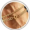 Pulseira Cuban Twist de Aço Inoxidável com 26 Letras para Comércio Exterior Transfronteiriço, Joia Fashion e Ajustável