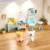 Miniatura Adorno de Barbería Tony Bear, Escena de Tienda de Peluquería de Cachorros de Dibujos Animados de Resina, Decoración de Escritorio DIY