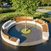 Banco Combinado de Anillo GRC Terraza de Hotel Madera Anticorrosiva Silla para Rodear Árboles UHPC Plaza Frente al Agua Banco Curvo de Ocio