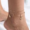 Joyería de Moda Europea y Americana Verano Caliente Creativo Pieza Redonda Adornos para Pies Serie Playa Concha Juego de 3 Piezas Tobillera para Mujer