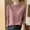 Camiseta de manga larga de algodón puro, ajustada y a la moda, estilo coreano para mujer, nueva blusa básica elegante para primavera y otoño, de cuello medio alto, versátil y moderna