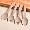Tenedor para Pastel Desechable Biodegradable Tenedor para Fruta Cuchillo Cuchara de Paja de Trigo Vajilla de Postre Empaquetado Individualmente Venta al Mayoreo