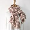 Outono e inverno universal impresso inverno quente xadrez quadrado simples retangular elegante cachecol rosa