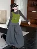 Conjunto de Dos Piezas Nuevo de Otoño para Niñas: Conjunto de Chaleco de Manga Larga y Pantalones de Pierna Ancha, Conjunto Casual Suelto de Dos Piezas Estilo Coreano para Niños Mayores