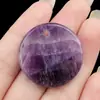 Pedra Bruta de Cristal Natural Disco Pedra de Energia Pingente 30mm Pode Ser Gravado Acessórios de Joias DIY Enfeites Joias