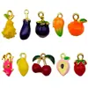 Amazon Handmade Pingentes de Frutas Esmaltados 3D Liga Metálica Morango Melancia Pimenta Milho Acessórios para Joias DIY