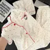 Pijama de Tres Piezas para Mujer, Estilo Coreano de Dibujos Animados, Gatito Lindo, Estudiante, Tallas Grandes, Estilo Primavera y Verano, Se Puede Usar Afuera, Ropa de Casa Holgada