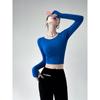 Top Manga Longa Justo Slim 2026 Novidade Primavera Sexy para Mulheres, Camiseta Base Esportiva Emagrecedora, Cropped Sexy para Meninas